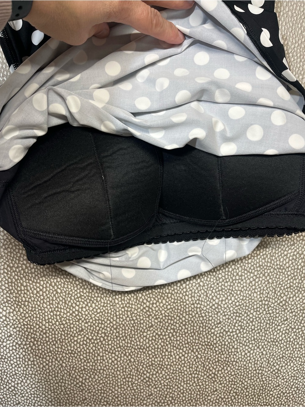 12 Lands’ End Swim Black & White Polka Dot High Neck Classic Tank Swimsuit Top - Picture 7 of 7